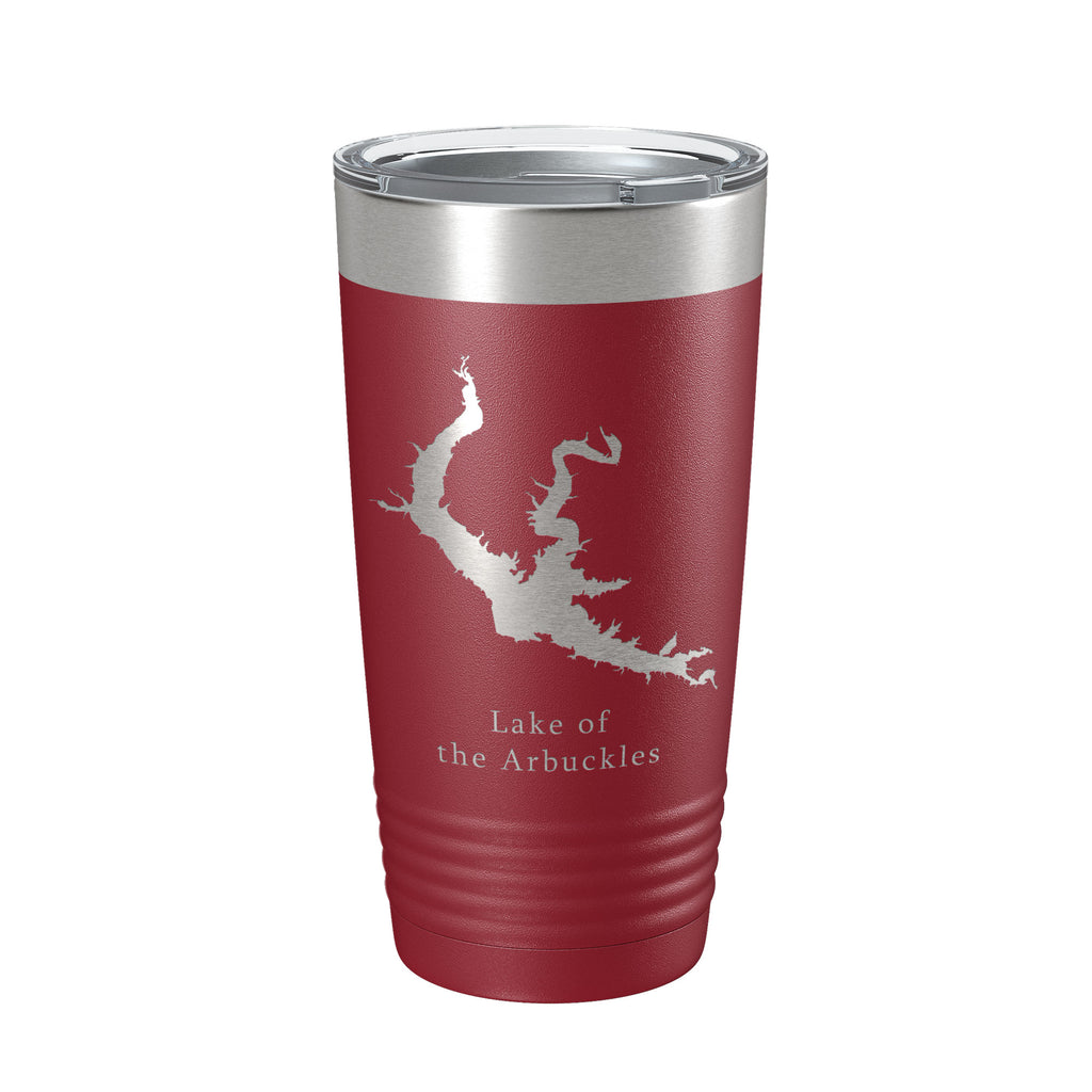 Lake of the Arbuckles Map Tumbler Travel Mug Insulated Laser Engraved Coffee Cup Oklahoma 20 oz