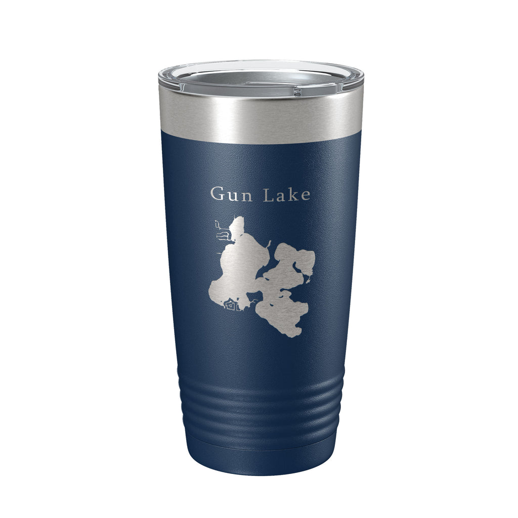 Gun Lake Map Tumbler Travel Mug Insulated Laser Engraved Coffee Cup Michigan 20 oz