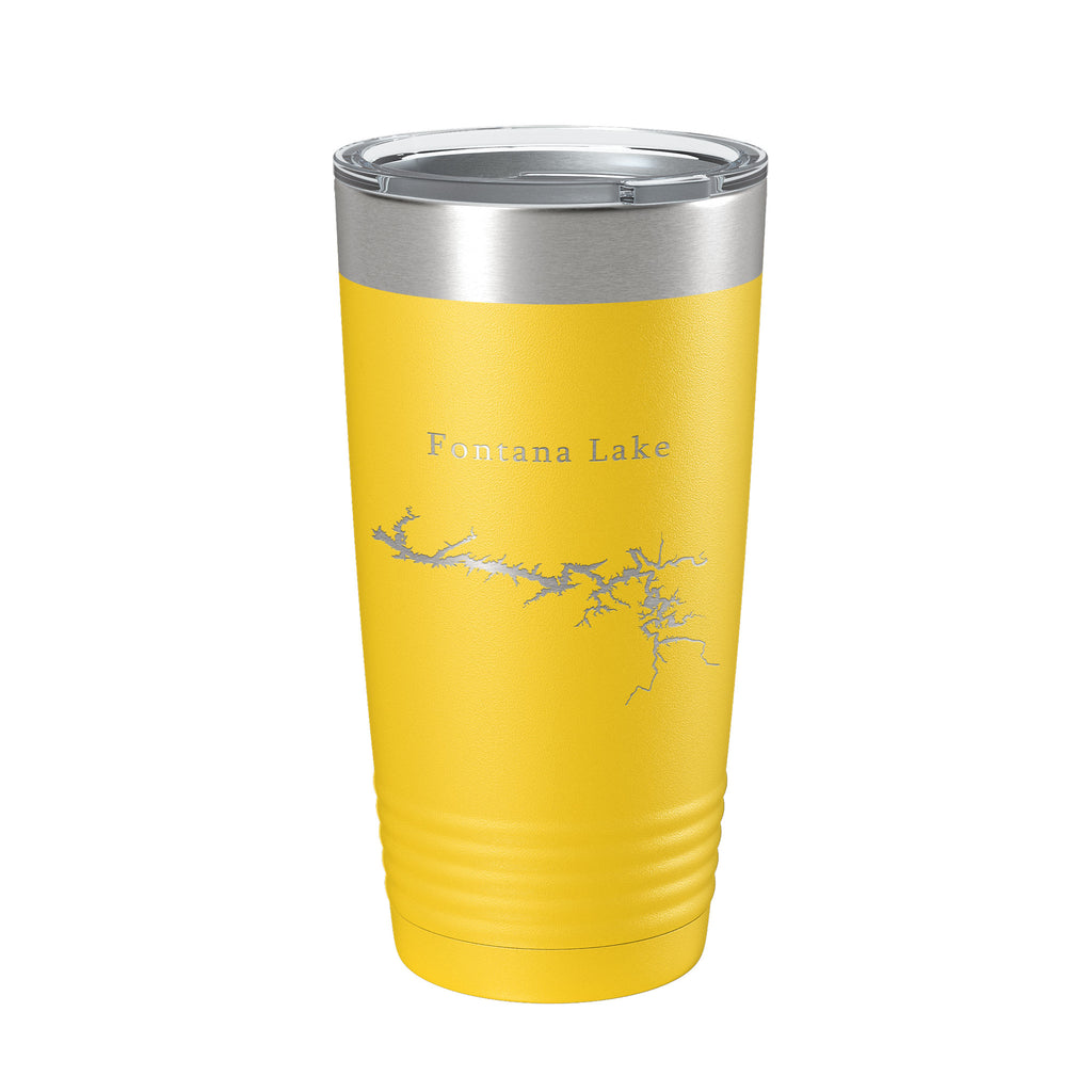 Fontana Lake Map Tumbler Travel Mug Insulated Laser Engraved Coffee Cup North Carolina 20 oz