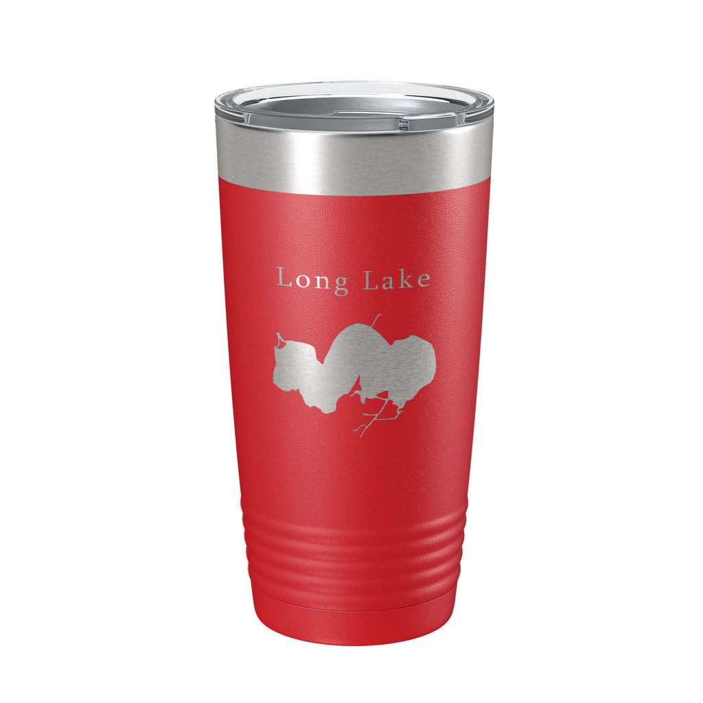 Long Lake Map Tumbler Travel Mug Insulated Laser Engraved Coffee Cup Illinois 20 oz