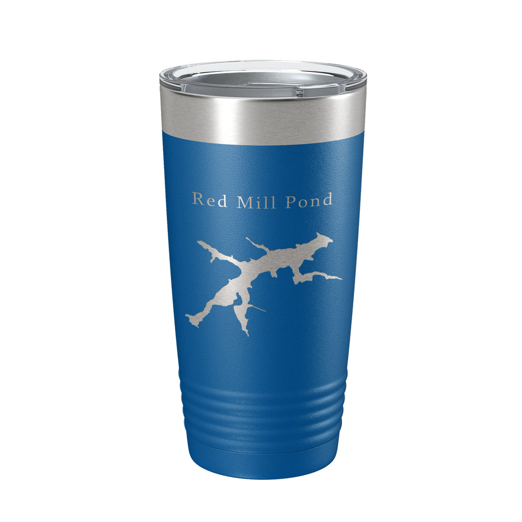 Red Mill Pond Tumbler Lake Map Travel Mug Insulated Laser Engraved Coffee Cup Delaware 20 oz