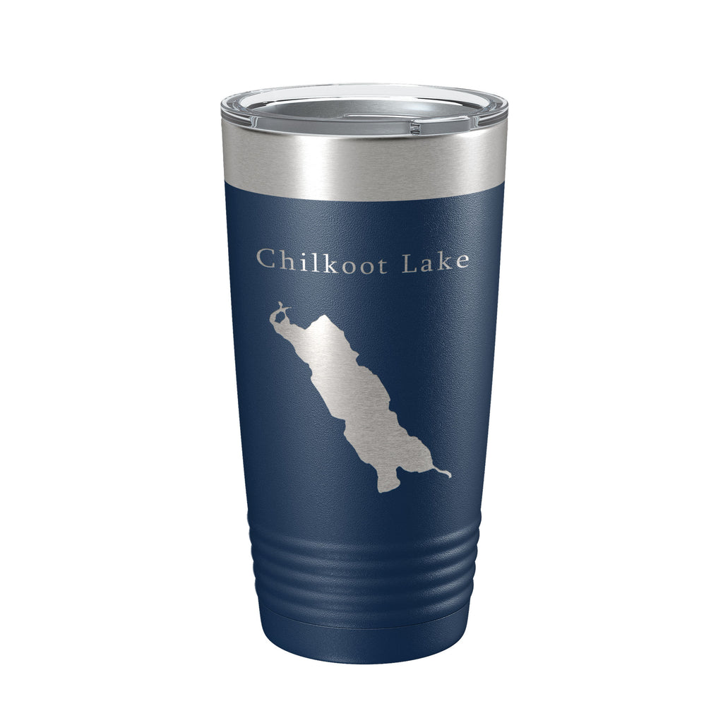 Chilkoot Lake Map Tumbler Travel Mug Insulated Laser Engraved Coffee Cup Alaska 20 oz