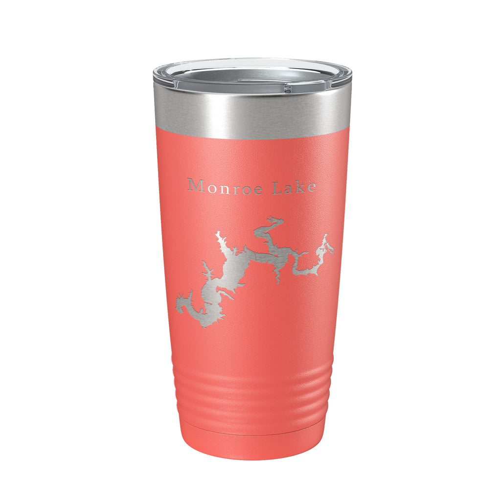 Monroe Lake Map Tumbler Travel Mug Insulated Laser Engraved Coffee Cup Indiana 20 oz