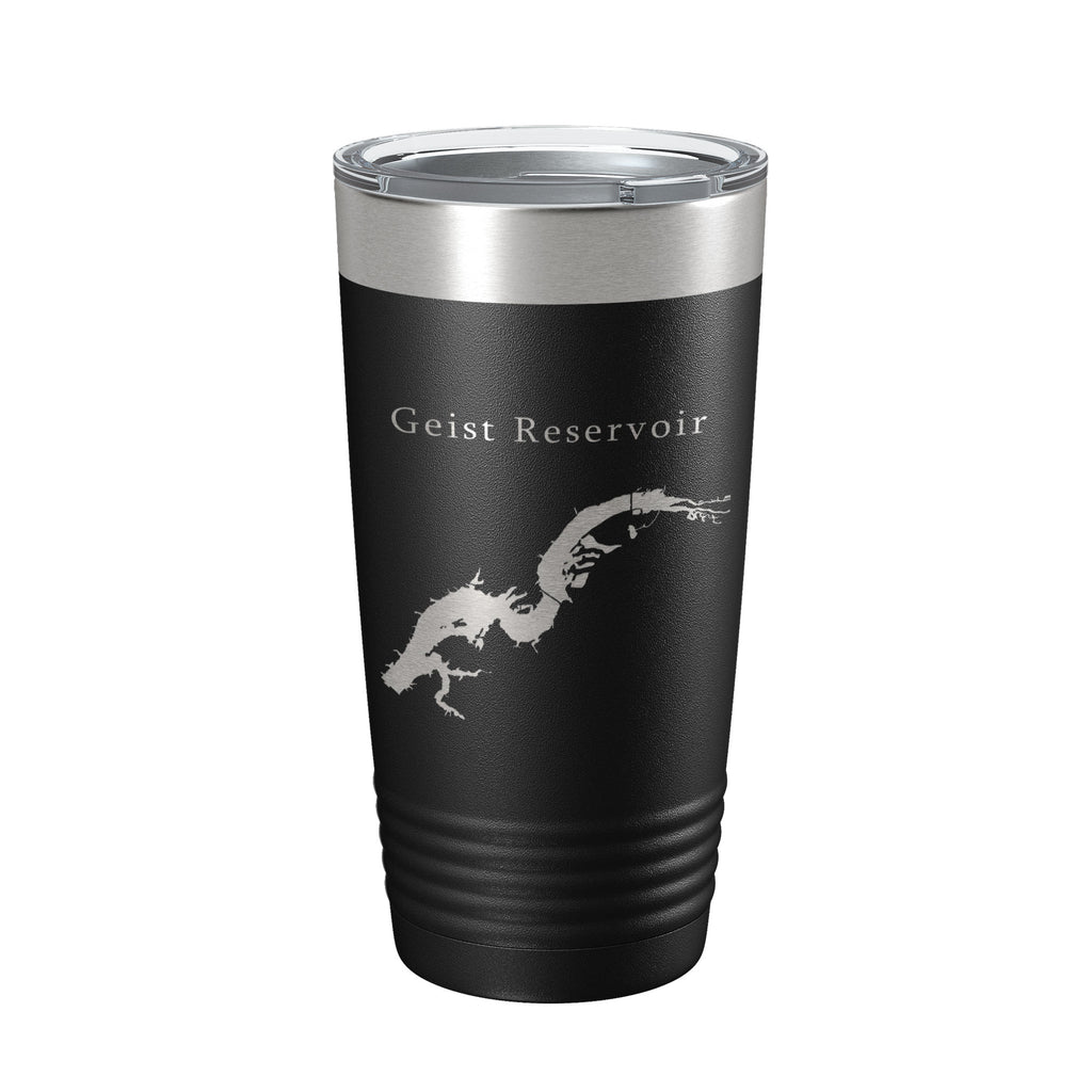 Geist Reservoir Tumbler Lake Map Travel Mug Insulated Laser Engraved Coffee Cup Indiana 20 oz