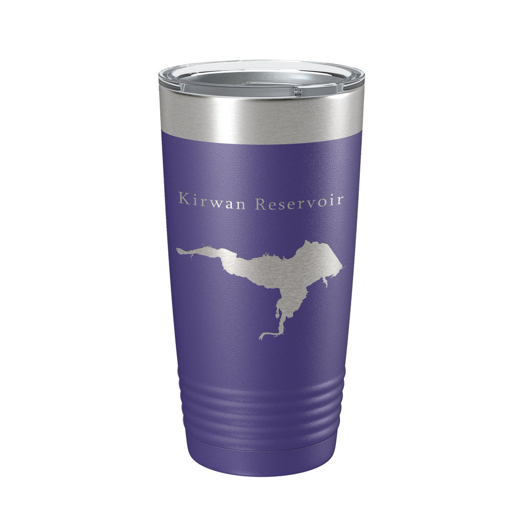 Kirwan Reservoir Tumbler Lake Map Travel Mug Insulated Laser Engraved Coffee Cup Kansas 20 oz