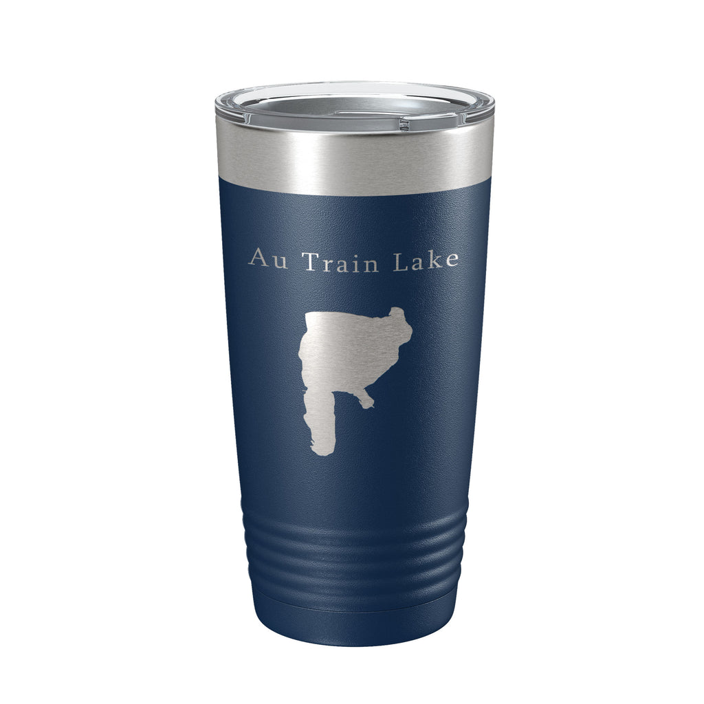 Au Train Lake Map Tumbler Travel Mug Insulated Laser Engraved Coffee Cup Michigan 20 oz