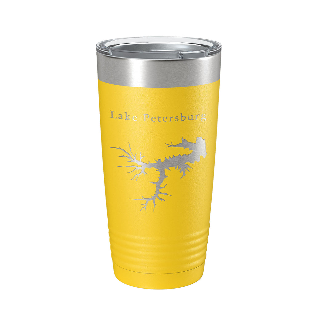 Lake Petersburg Map Tumbler Travel Mug Insulated Laser Engraved Coffee Cup Illinois 20 oz