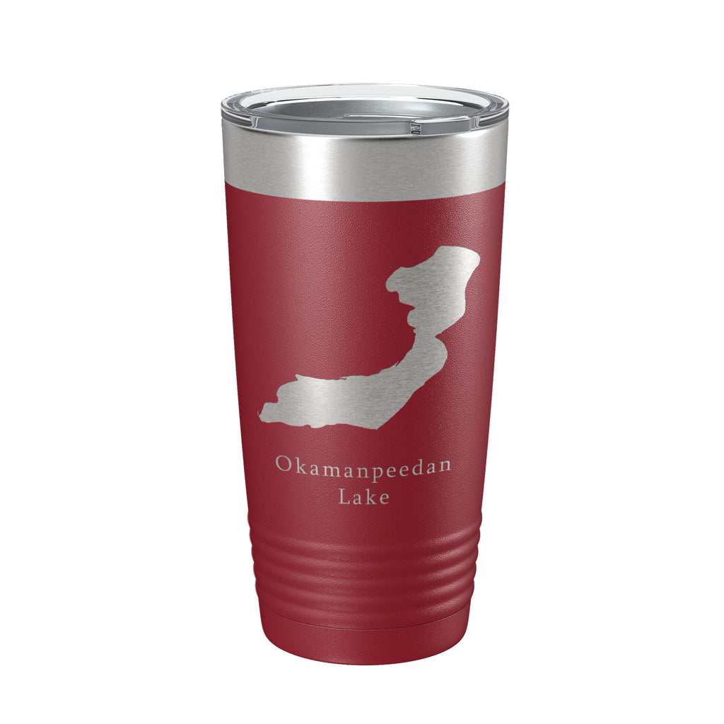 Okamanpeedan Lake Map Tumbler Travel Mug Insulated Laser Engraved Coffee Cup Iowa Minnesota 20 oz